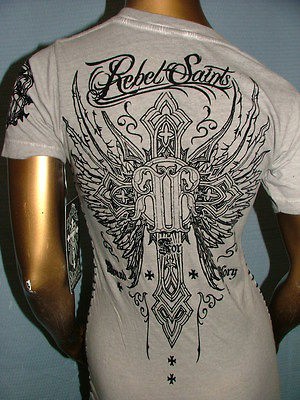   by AFFLICTION White CELINE Sexy SINFUL EXPRESS T SHIRT TOP WOMENS L