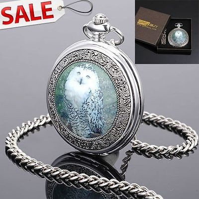   Painting Silver Engrave Unique mens Pocket Watch /Chain Antique Style