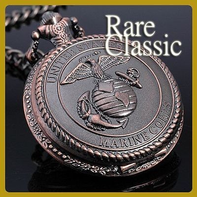   Style Copper bronze Marine Corps Pattern mens gift Pocket Watch