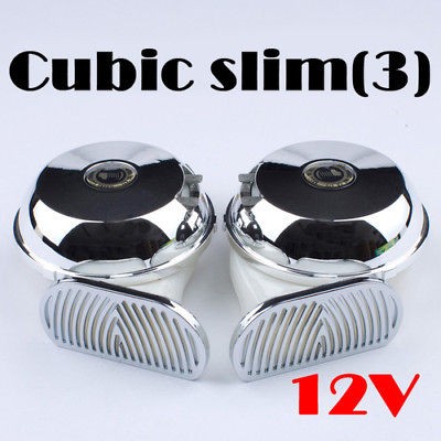 motorcycle car auto air horn chrome van siren 12v