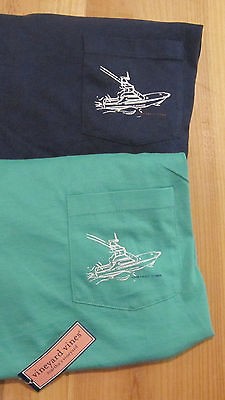 Vineyard Vines Mens Sportfisher Pocket T Shirt   Green, Navy 