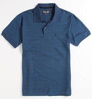 Volcom Stone Mulligan Mock Twist Heather Turquoise Blue Mens Polo 