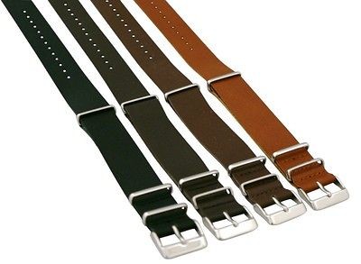   LEATHER NATO Style MILITARY WATCH BAND Timex SOLID Strap FITS ALL