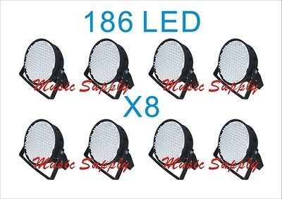 LOT DJ 186 LED LIGHTS RGBW PAR 64 DMX STAGE PARTY SHOW 8PCS