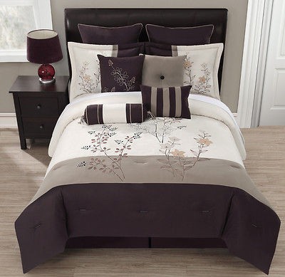 10 Piece King Rachel Chocolate/Taup​e/Cream Comforter Set