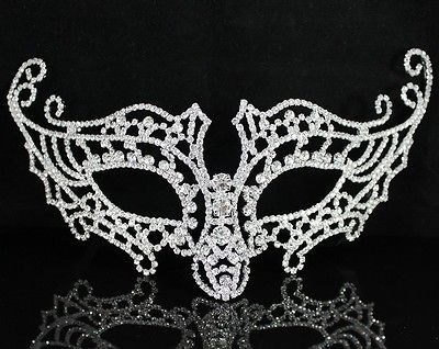 SEXY MASK CLEAR AUSTRIAN RHINESTONE CRYSTAL PARTY BRIDAL COSTUME 