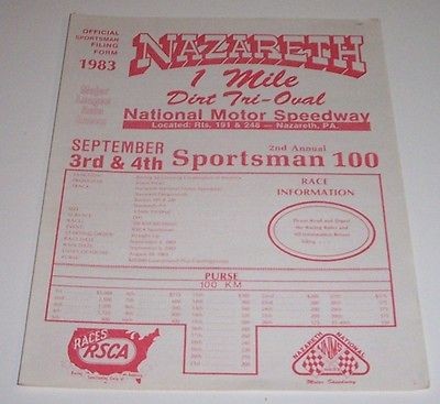 Nazareth Sportsman 1983 Form Modified Dirt Race Vintage Racing 