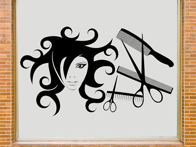 Hair Salon Shop Window Decal Wall Art Sticker  HD1  Free Applicator 