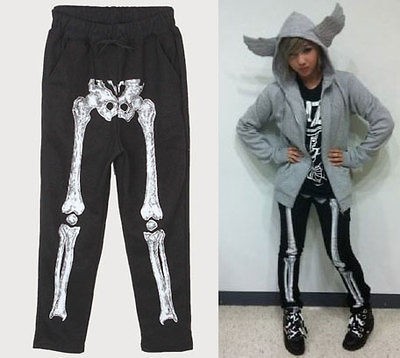 new skeleton skull x ray sweat pants shinee 2ne1 s m l