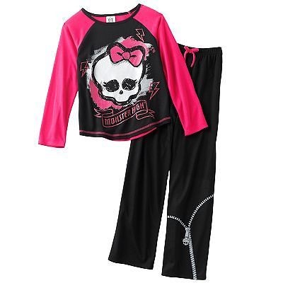 MONSTER HIGH DOLL SKULL ZIPPER 2 piece PAJAMAS SIZE SM 6/6X