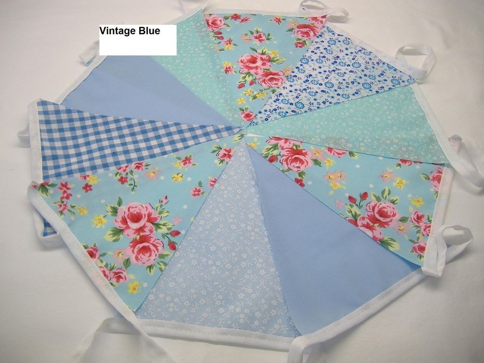 BUNTING 10ft Vintage Style fabric Handmade Chic & Shabby ready to post