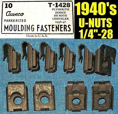 10 NOS AUVECO OLD U NUTS 1940s 40s FENDER, MOLDING TRIM NUT 1/4 28 