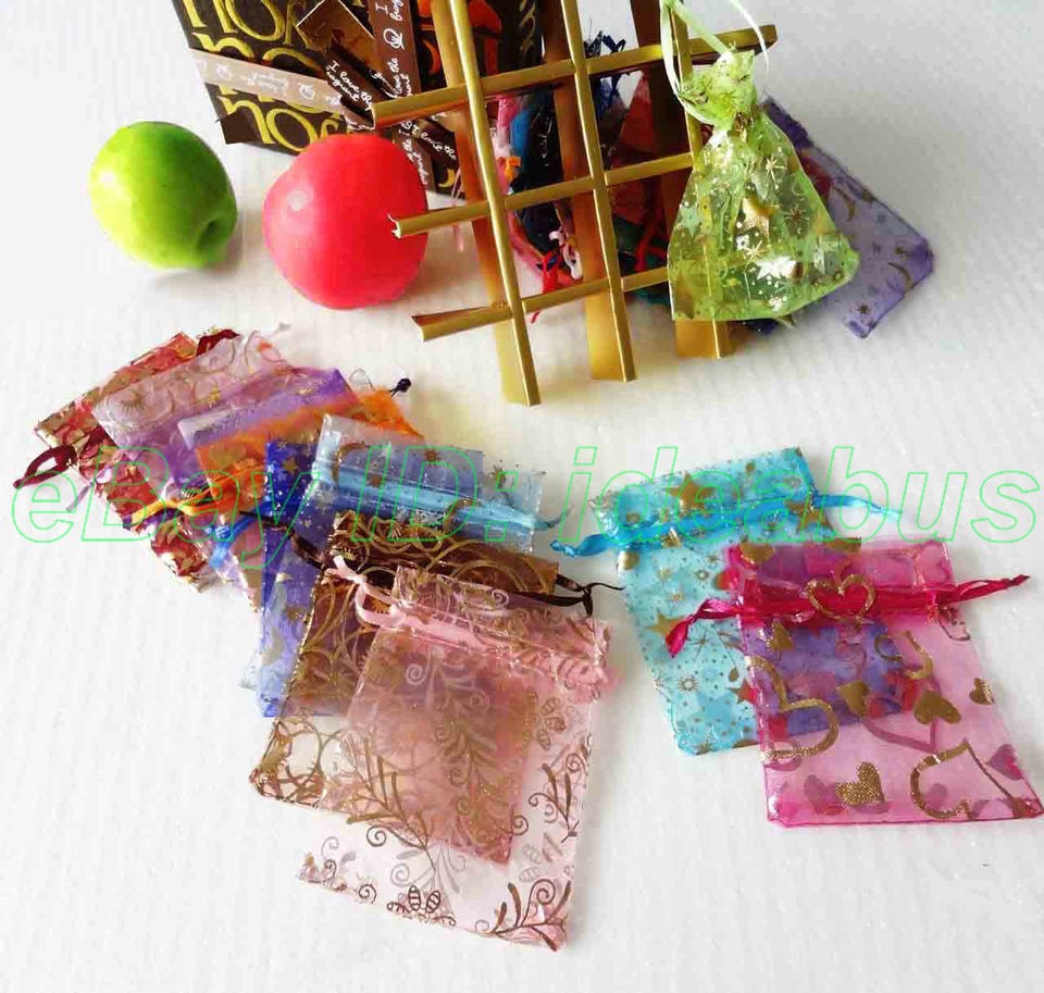 12/25/50/100PCS Organza Bags/Gift Wedding Pouches 10x7.5cm 4x3inch 