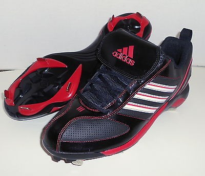 Adidas Diamond King 9 Metal Baseball Cleats (Black / Red) Size 10.5 