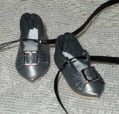 BLACK PEARL   Leather Doll Shoes ~ Tiniest French