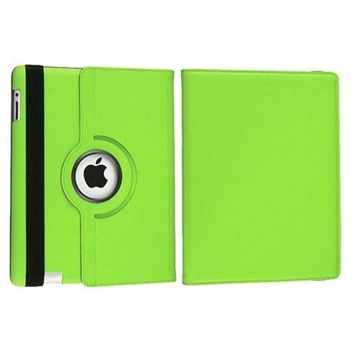 iPad 2 360 Rotating Magnetic Leather Case Smart Cover Stand Lime Green 