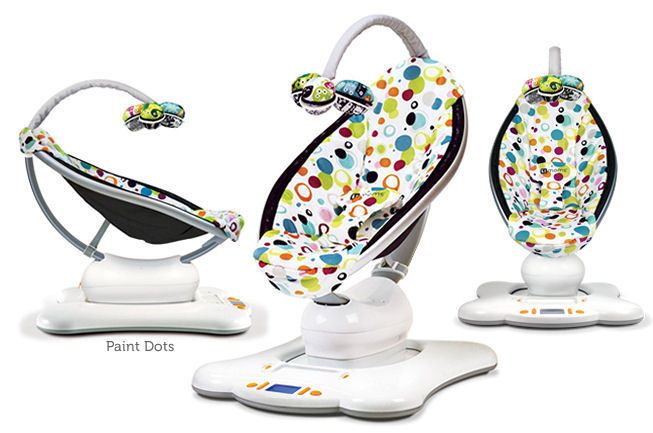 4moms mamaRoo Plush Infant Bouncy Seat Rocker Bouncer Swing Paint Dots 