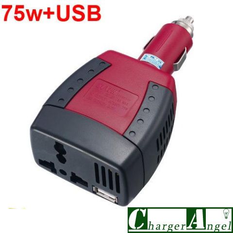 75W DC12V Car Power Inverter w AC120V Outlet 5VUSB B26