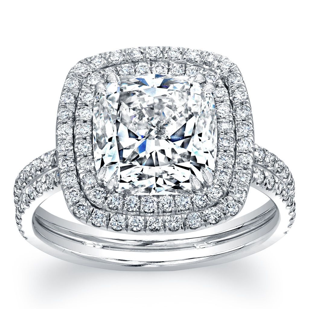   halo diamond engagement ring with a natural 1.50ct Cushion Center