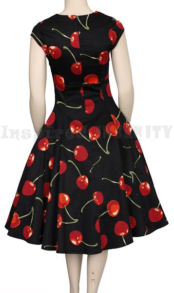 Rockabilly Collectif Regina Doll Cherry Stem Dress Pinup 50s Swing 60s 