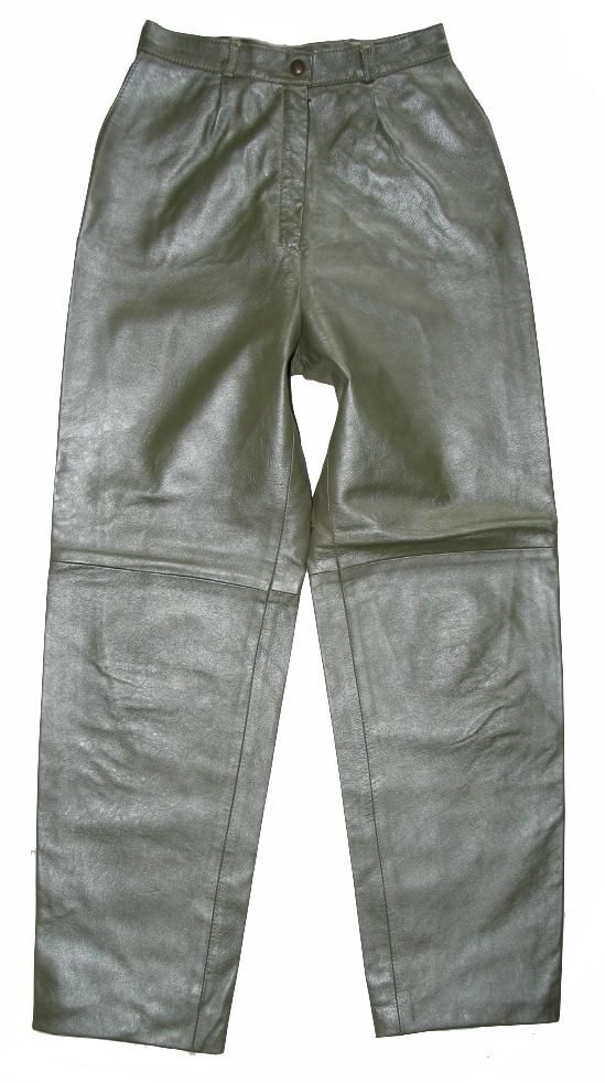 schöne Damen  LEDERHOSE / Lederjeans in oliv  metallic ca. Gr 