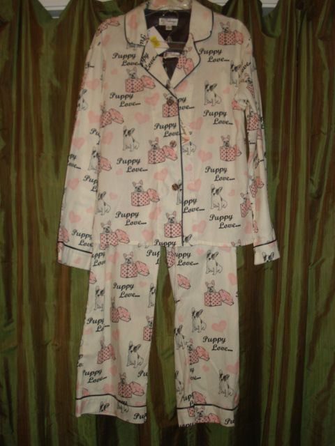   Adorable French Bulldog Frenchie Pajamas PJs P.J. Salvage Large $72