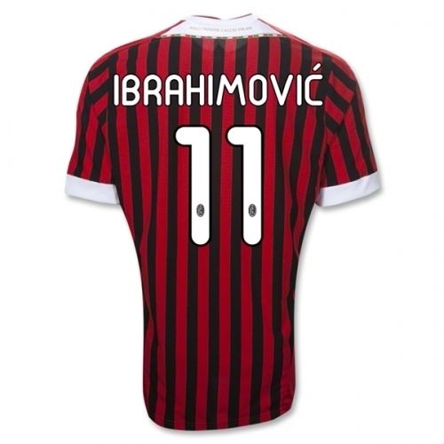 AC Milan Jersey 2011 2012 Red Black Home 11 Zlatan Ibrahimovich Soccer 