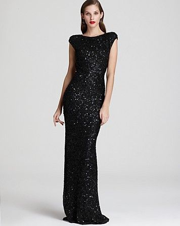 ABS Allen Schwartz Open Back Sequin Gown Size 12 NWD $570