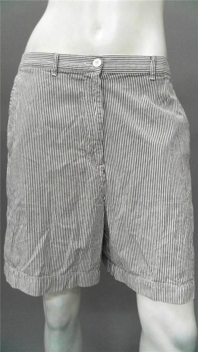 Karen Scott Misses 12 Walking Shorts White Blue Striped Designer 