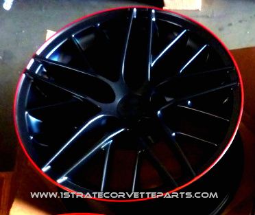   ZR1 Custom Red Lip Corvette Wheels ZR1 ZO6 Z06 Grand Sport