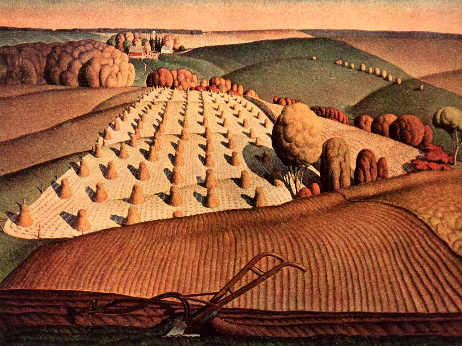    In Print Fall Plowing Grant Wood Farming Agriculture Art Regionalism