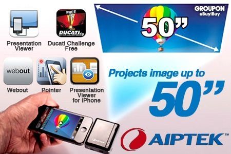 Aiptek Mobile Cinema i20 Pico Projector for iPhone 3GS 4 4S Wit 