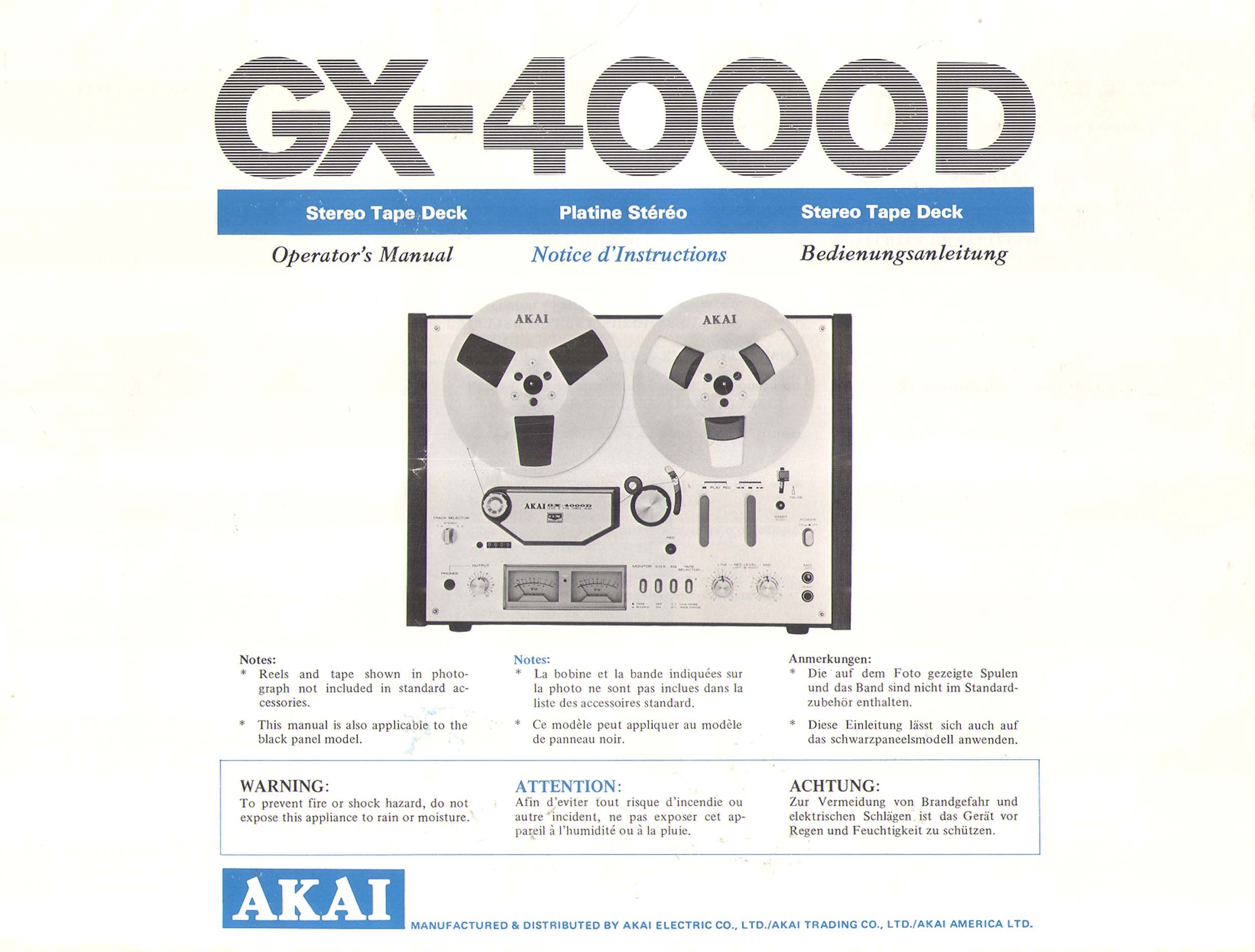 Akai GX 4000D Stereo Reel to Reel Tape Recorder