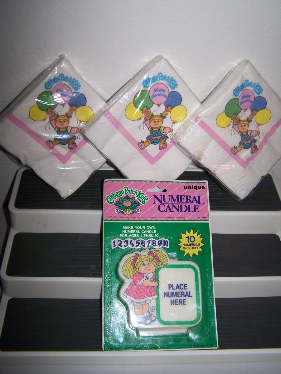 NEW Cabbage Patch Kids BIRTHDAY PARTY SUPPLIES Napkins NUMERAL CANDLE 