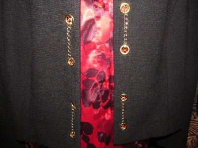 Alex Marie Woman Jacket Black Textured & Gold Chain Trim 16W  Perfect 