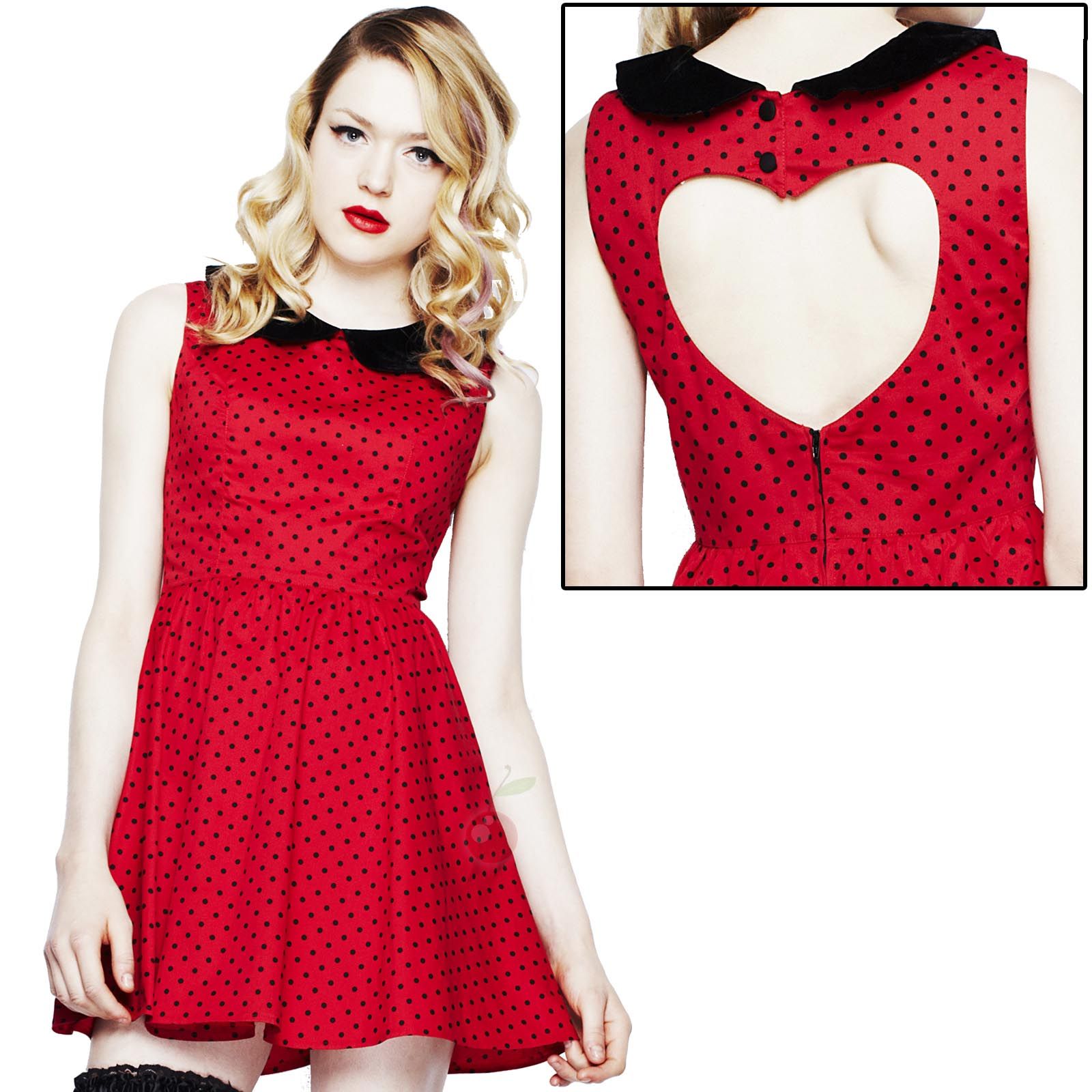 Hell Bunny Alesha Kate Heart Cut Out Mini Dress Rockabilly Peter Pan 