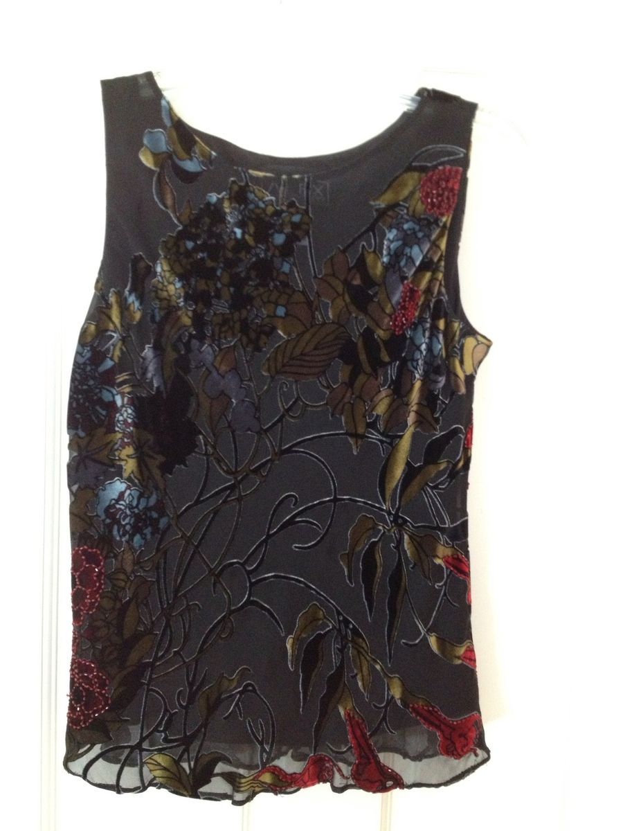 Alex Evenings Womens Dressy Sleeveless Silk Top