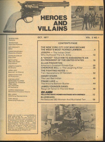   AND VILLAINS October 1977 Idi Amin Allan Pinkerton James Younger Gang