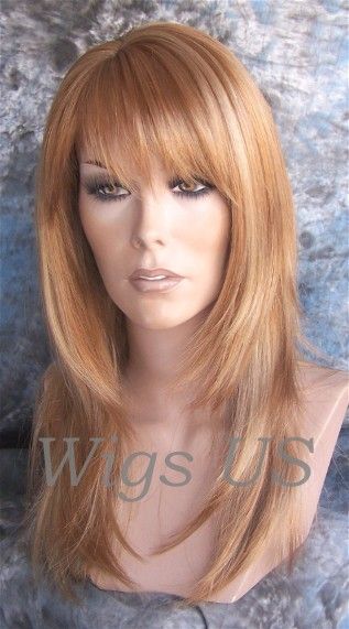 Wigs Strawberry Blonde Mix Long Skin Side Part Full Wig