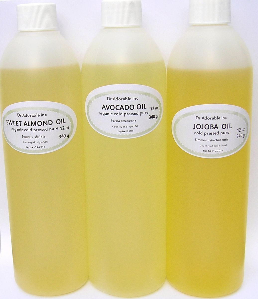 36 OZ ORGANIC PURE JOJOBA SWEET ALMOND OIL AVOCADO OIL ALL COLD 