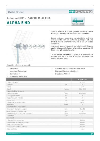 antenna tv uhf fracarro alpha 5hd