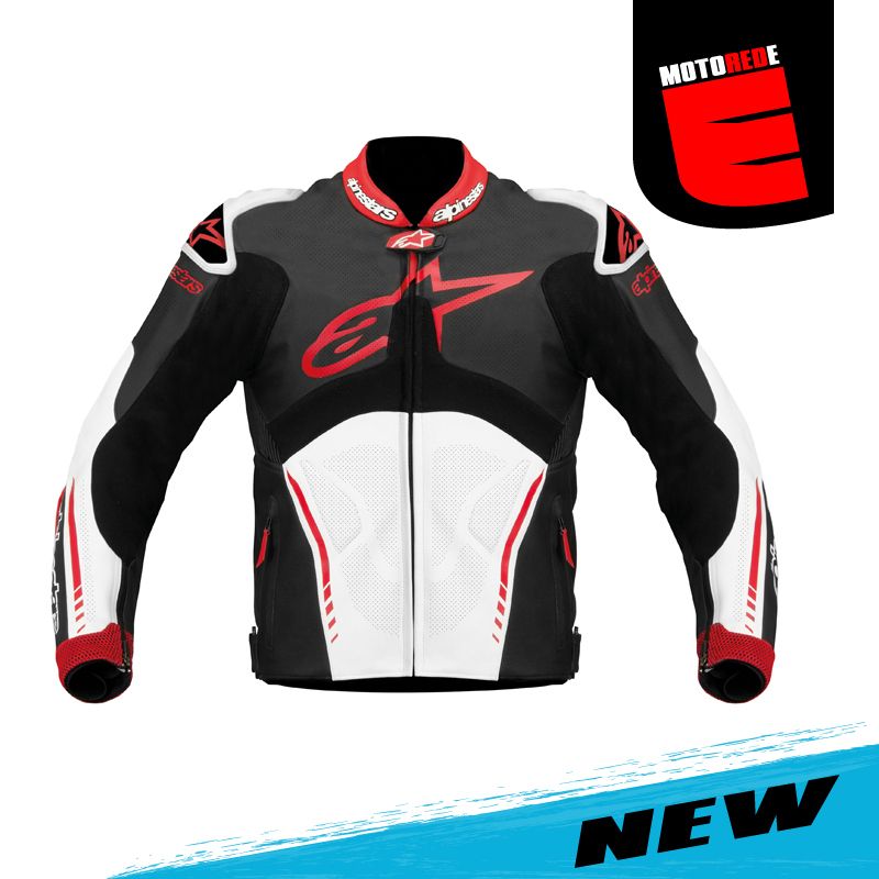 New Alpinestars Atem Leather Race Riding Jacket Black White Red US 46 