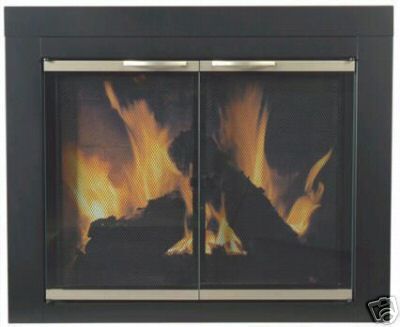   Black Nickel Glass Fireplace Door Alsip Small AP 1130 Screens