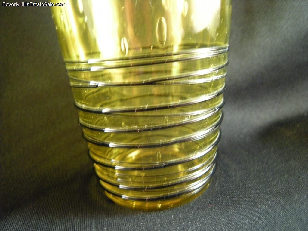 Set of 9 Steuben Crystal Reeded Amber Tumblers