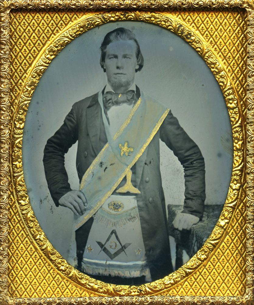 Freemason Sixth Plate Clear Ambrotype of an Attractive Mason w/ Sash 