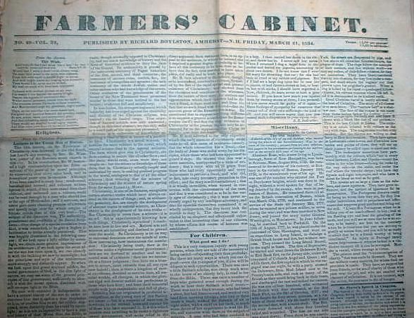 RARE 1833 Newspapers Amherst New Hampshire 175 Yrsold