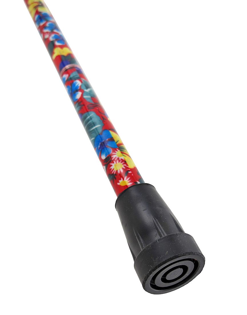 Fiesta Red Floral Adjustable Folding Aluminum Walking Cane