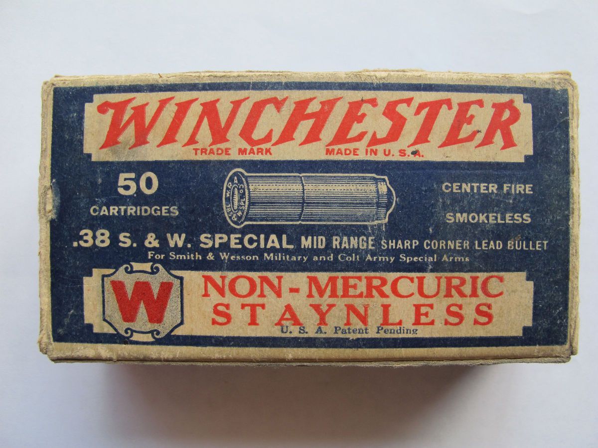 Vintage WINCHESTER 38 S W Special RARE Cartridge Ammo Box EMPTY