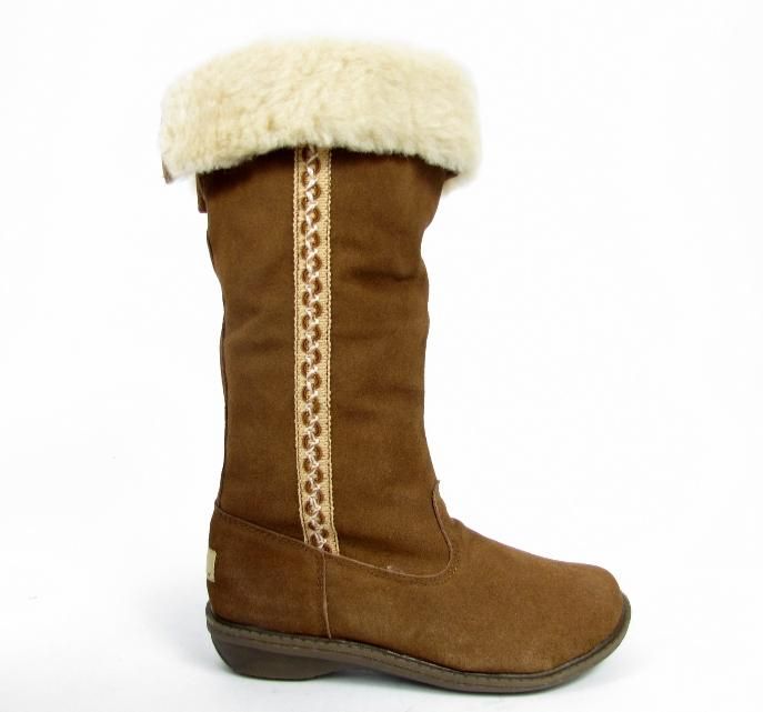 Bearpaw Boots Ambler Tan Suede Sheepskin Sz 8 9 10 Shearling Wool 