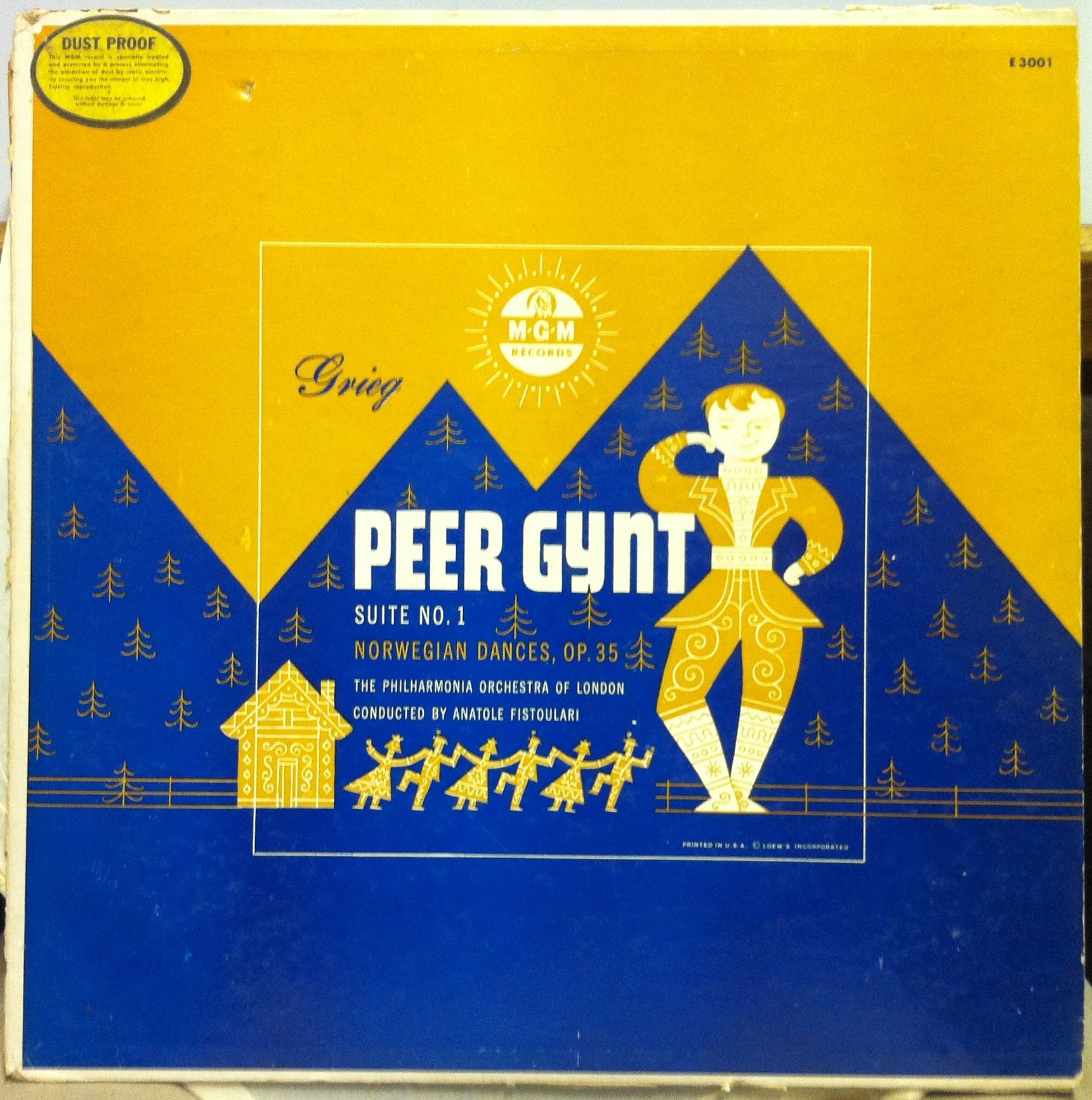 ANATOLE FISTOULARI grieg peer gynt suite no 1 LP VG+ E 3001 MGM ED1 